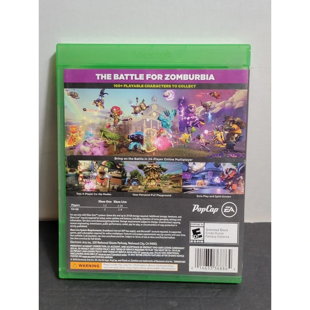 Xbox One Plants vs Zombies Garden Warfare 2 GW2 Video Game PopCap EA